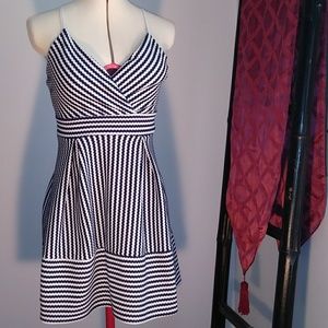 White and Blue Striped Brat Star Dress